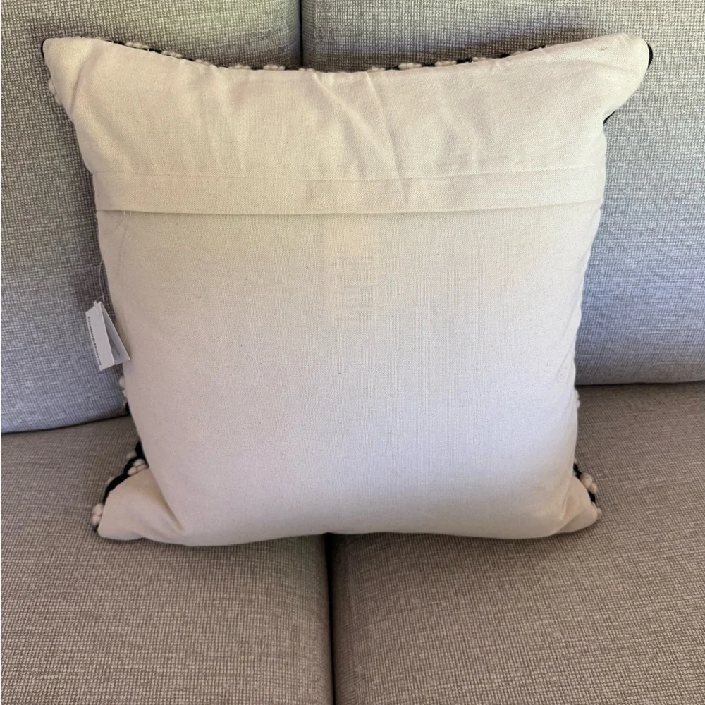 Crate&Barrel Black and Cream Textured Woven Accent Pillow